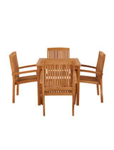 Marbrook Teak Table with 4 Henley Stacking Chairs 80cm x 80cm