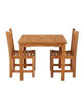 Marbrook Teak Table with 2 Malvern Side Chairs 90cm x 90cm