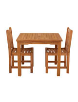 Marbrook Teak Table with 2 Grisdale Side Chairs 90cm x 90cm