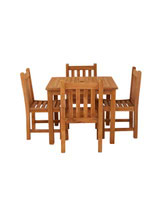 Marbrook Teak Table with 4 Malvern Side Chairs 90cm x 90cm
