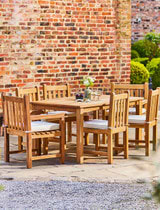 Marbrook Teak Table with 4 Grisdale Side & 2 Carver Chairs 150cm x 90cm