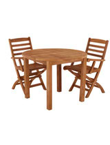 Churn Teak Round Table with 2 Wenlock Carver Chairs 100cm