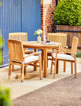 Churn Teak Round Table with 4 Henley Stacking Chairs 120cm