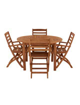 Churn Teak Round Table with 4 Wenlock Carver Chairs 120cm