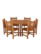 Broadway Teak Round Table with 6 Grisdale Side Chairs 150cm