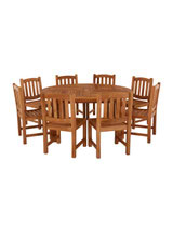 Churn Teak Round Table with 8 Malvern Side Chairs 160cm