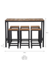 Camley Teak and Steel Bar Table Set set against a white background
