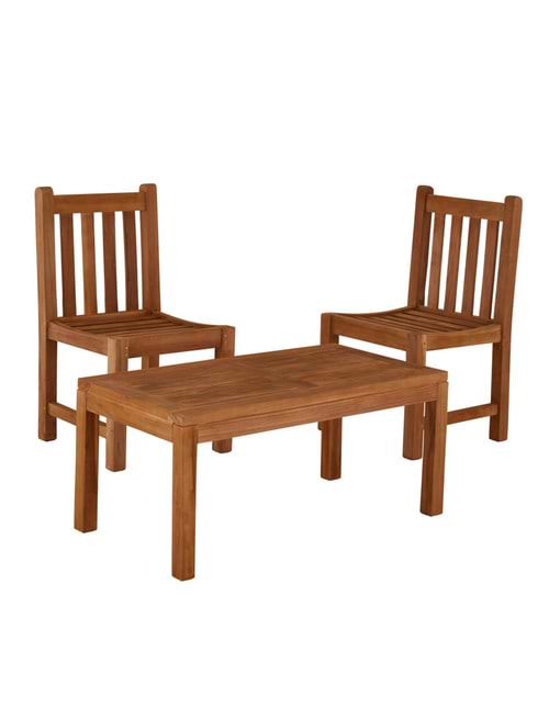 Bibury Teak Coffee Table with 2 Grisdale Side Chairs 100cm x 50cm