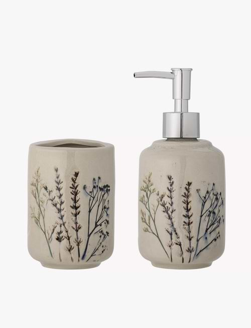 Bea Soap Dispenser Set | Stoneware | Natural 