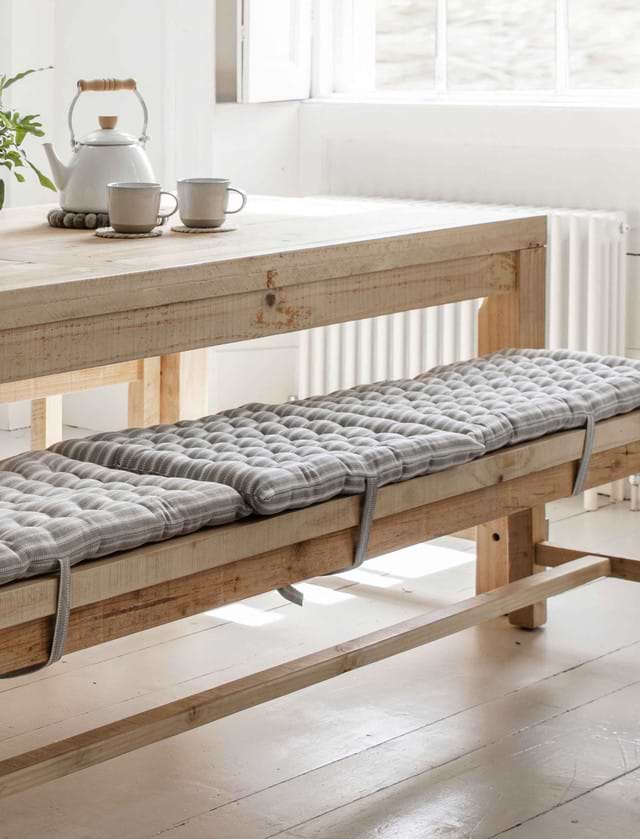 Cotton Seat Pad in Grey Stripe Garden Trading