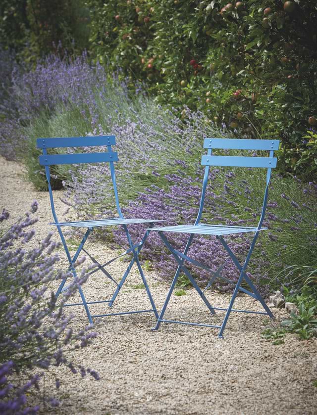 Blue metal bistro set sales