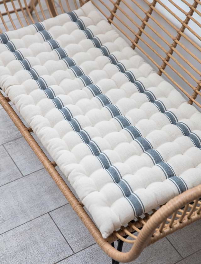 Cotton Seat Pad in Grey Stripe Garden Trading