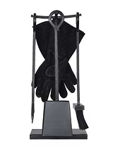 Wood Burner Set with Black Gloves
