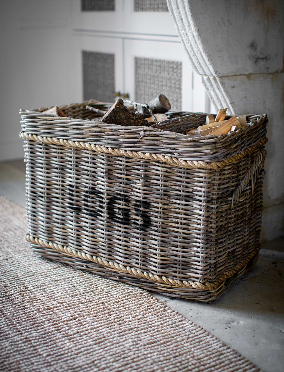 Bembridge Log Basket with Rope Rectangular Natural