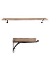 Classic Oak Shelf & Cast Iron Bracket Large Natural