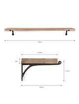 Classic Oak Shelf & Cast Iron Bracket Large Natural