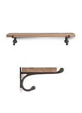 Classic Oak Shelf & Cast Iron Bracket Small Natural