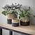 Jute Striped Pots Set of 3 Black & Natural