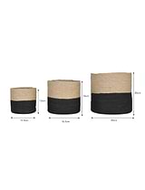 Jute Striped Pots Set of 3 Black & Natural