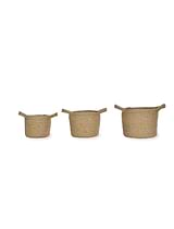 Jute Woven Plant Pots Set of 3 Natural