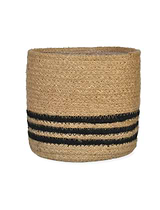 Jute Striped Pot 12.5cm Black & Natural