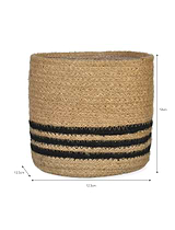 Jute Striped Pot 12.5cm Black & Natural