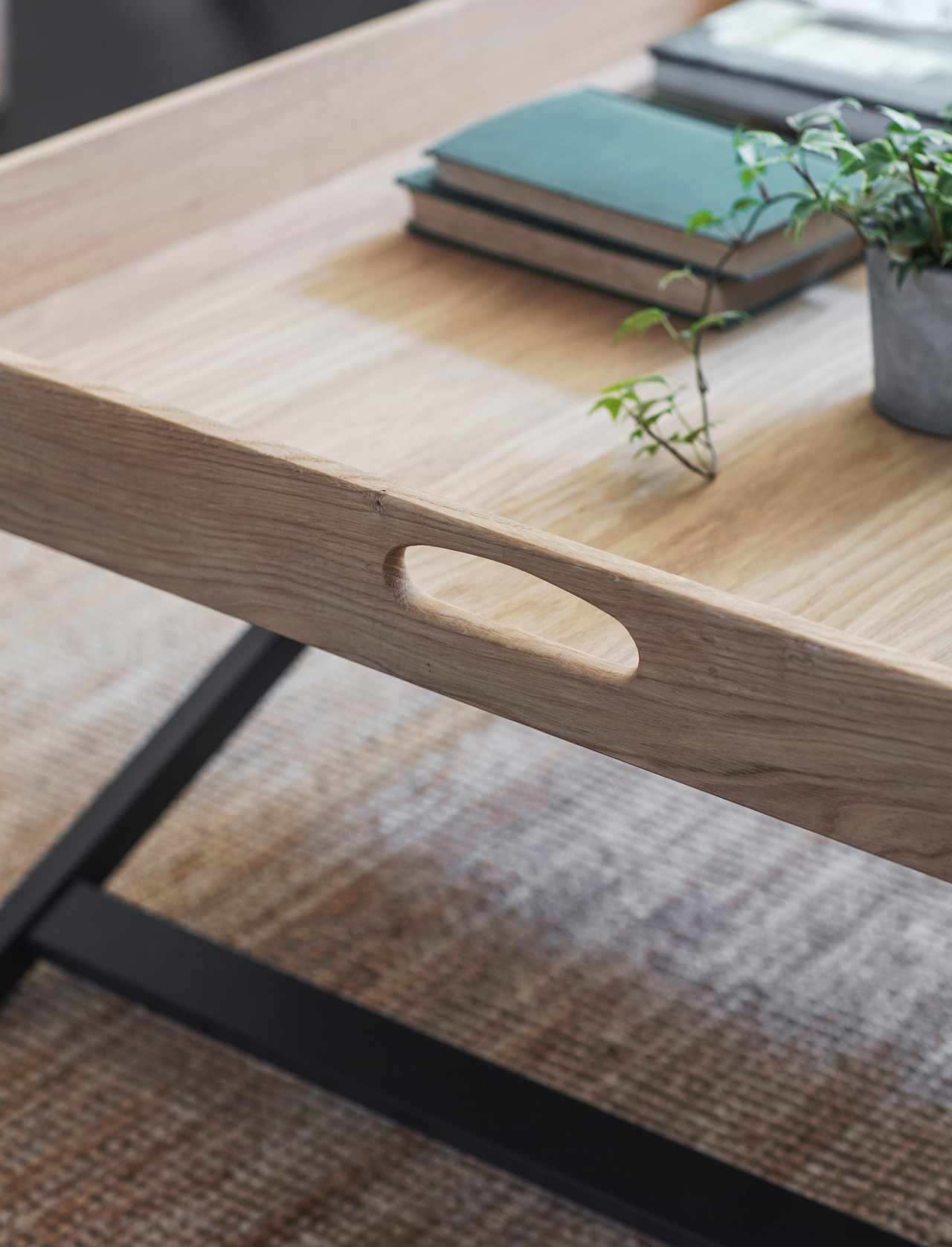 Oak butlers tray coffee table discount