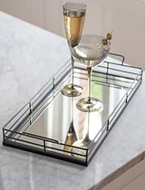 Curzon Rectangular Mirror Tray in Black - Steel