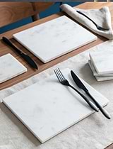 Marble Rectangular Placemats Set of 2 White