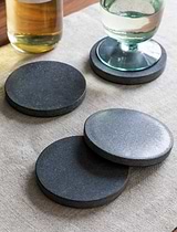 Coasters Round Marble Set of 4 Black
