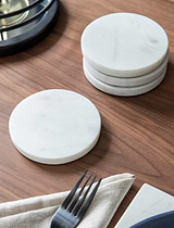 Round Marble Coasters Set of 4 White