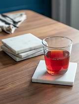 Marble Square Coasters Set of 4 White