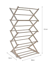 Classic Folding Wooden Clothes Horse Natural