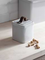 Stowell Pet Treat Tin with Leather Handle Chalk