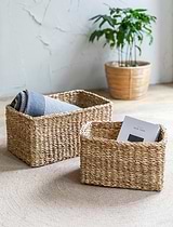 Brading Rectangular Baskets Set of 2 Natural