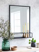 Sapperton Mirror with Shelf Black