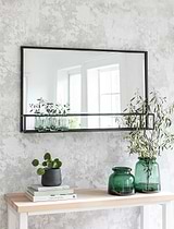 Sapperton Mirror with Shelf Wide Black