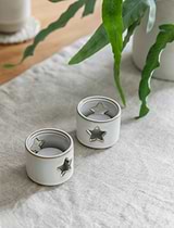 Ithaca Tealight Holders Set of 2 White