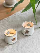 Ithaca Tealight Holders Set of 2 White