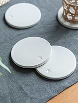 Round Coasters Ceramic Set of 4 White