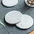 Round Coasters Ceramic Set of 4 White