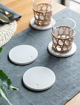 Round Coasters Ceramic Set of 4 White