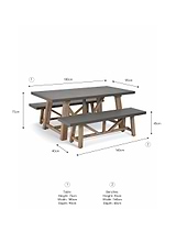 Chilford Table & Bench Set Small Grey