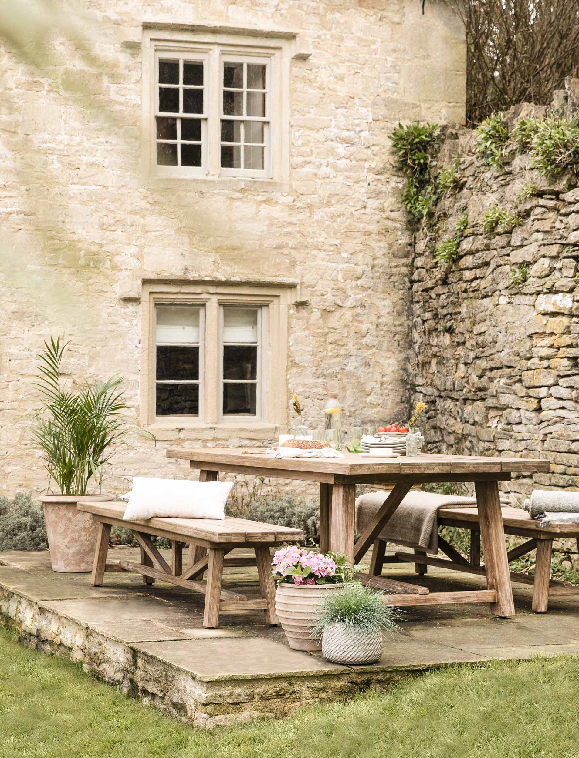 Chilford Solid Wood Table & Bench Set Large