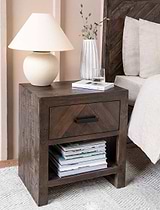 Fawley Chevron Bedside Table Antique Brown