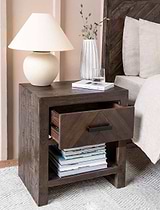 Fawley Chevron Bedside Table Antique Brown