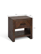 Fawley Chevron Bedside Table Antique Brown