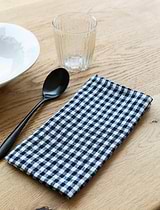 Oaksey Checked Napkins Set of 4 Ink