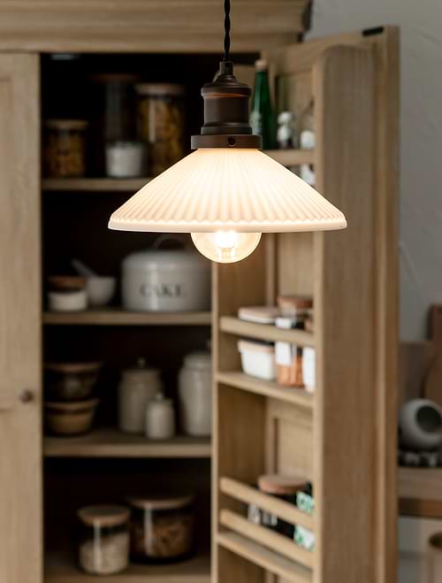 Beaulieu Ceramic Fluted Cone Pendant Antique Bronze