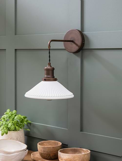 Beaulieu Ceramic Fluted Cone Wall Light Antique Bronze